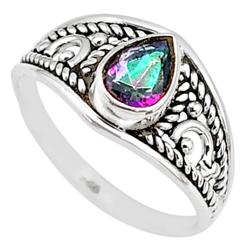 1.60cts rainbow topaz 925 sterling silver graduation handmade ring size 8 t9273