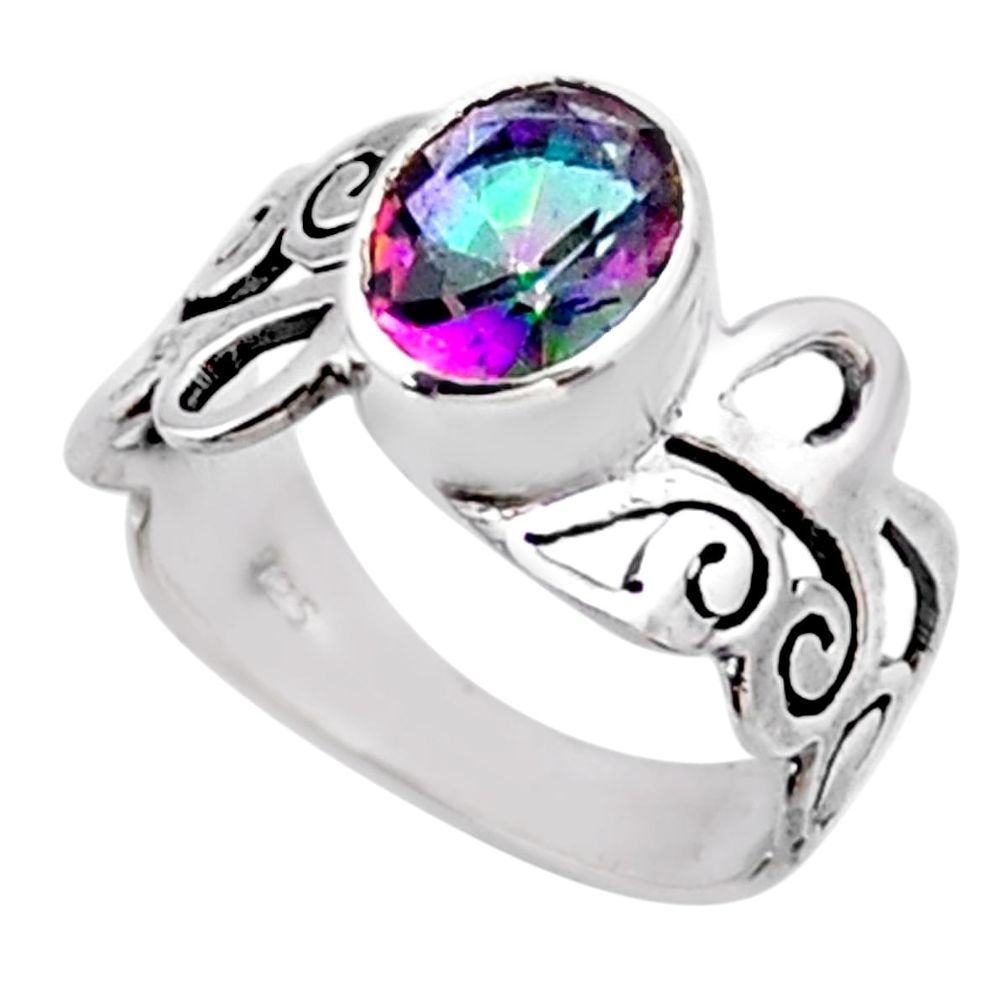 3.02cts rainbow topaz 925 sterling silver solitaire ring jewelry size 7 r54687