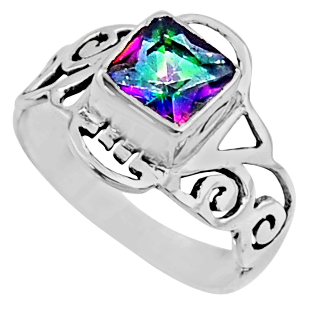 2.72cts rainbow topaz 925 sterling silver solitaire ring jewelry size 8 r54423