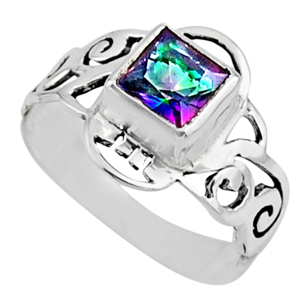 2.82cts rainbow topaz 925 sterling silver solitaire ring jewelry size 9 r54424