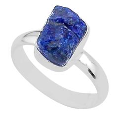 4.08cts raw natural blue sapphire raw 925 silver ring size 7 t33433
