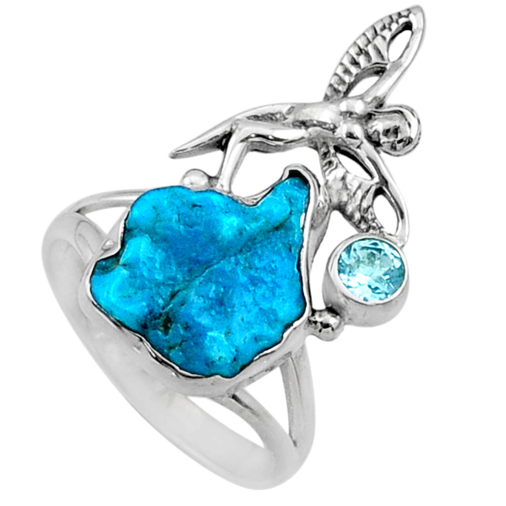 8.42cts raw sleeping beauty turquoise raw 925 silver ring size 9 r66661