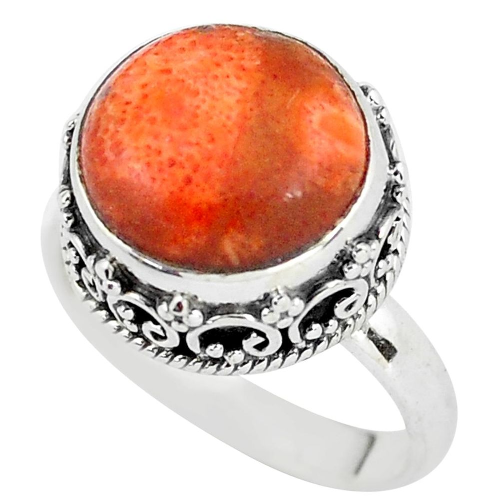 6.62cts red copper turquoise 925 silver solitaire ring jewelry size 7.5 p56633