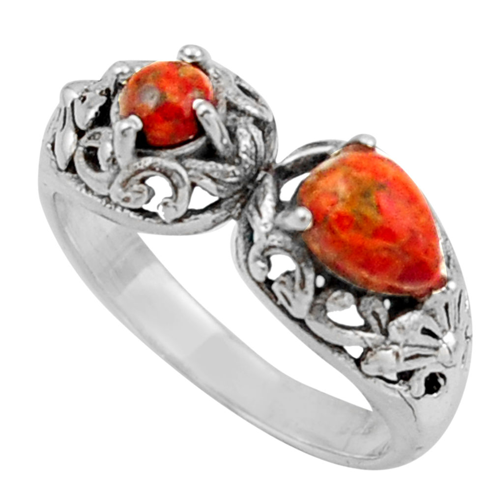 2.44cts red copper turquoise 925 sterling silver ring jewelry size 8.5 r40897