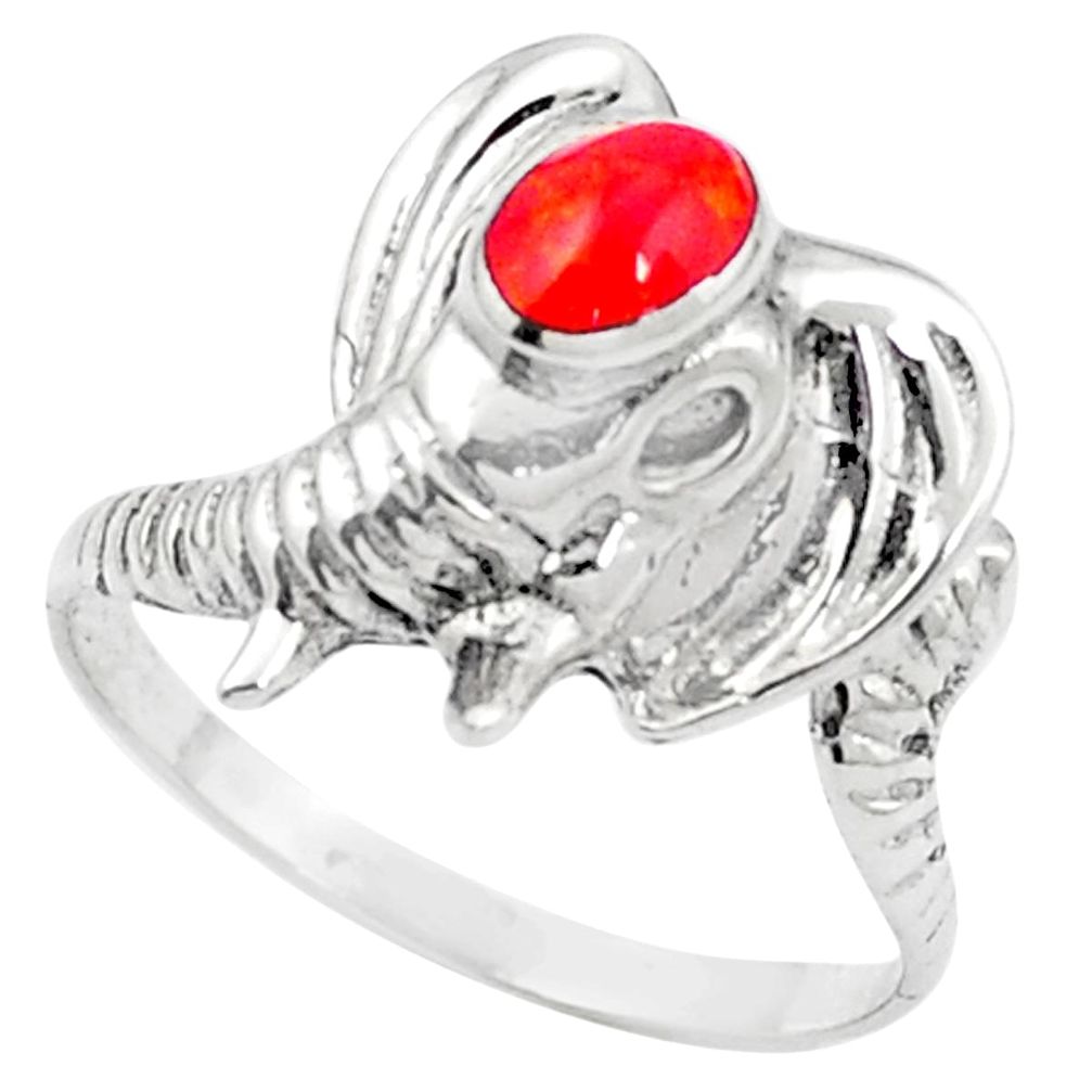 Red coral oval 925 sterling silver ring jewelry size 9.5 c11883