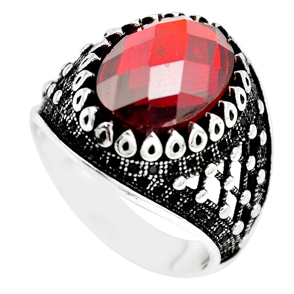 7.43cts red garnet quartz topaz 925 sterling silver mens ring size 9.5 c11458