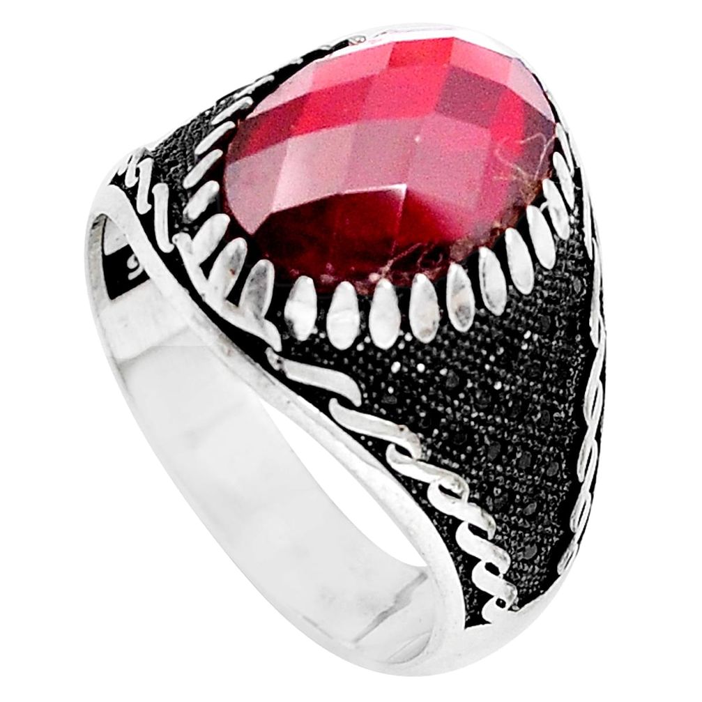 7.22cts red garnet quartz topaz 925 sterling silver mens ring size 11.5 c11456