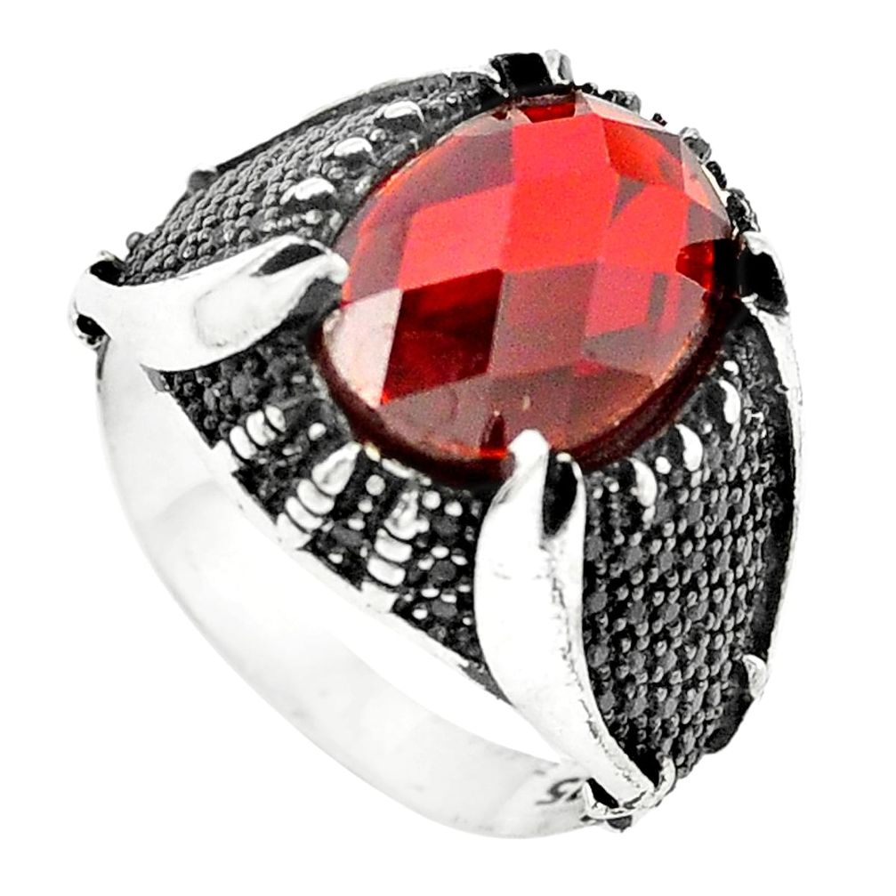 Red garnet quartz topaz 925 sterling silver mens ring size 10 c11435