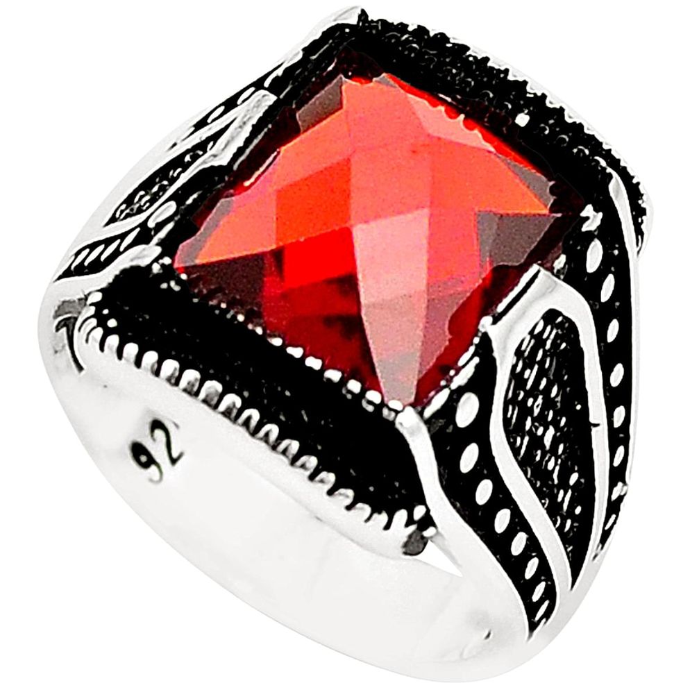 Red garnet quartz topaz 925 sterling silver mens ring size 8 c11460