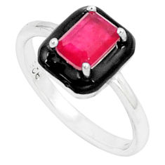 LAB LAB 1.63cts red ruby (lab) topaz enamel 925 silver solitaire ring size 7 c23584