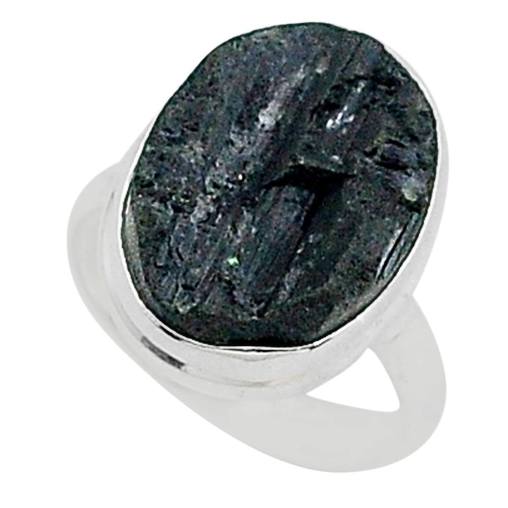 Release negativity black tourmaline raw 925 sterling silver ring size 7 r96650