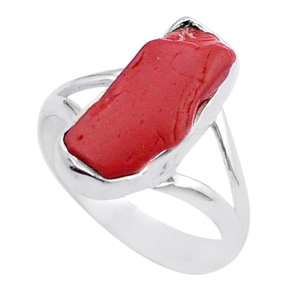 6.07cts root chakra healing natural jasper red 925 silver ring size 7 u46758