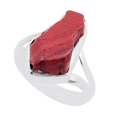 7.30cts root chakra healing natural jasper red 925 silver ring size 7.5 u46745