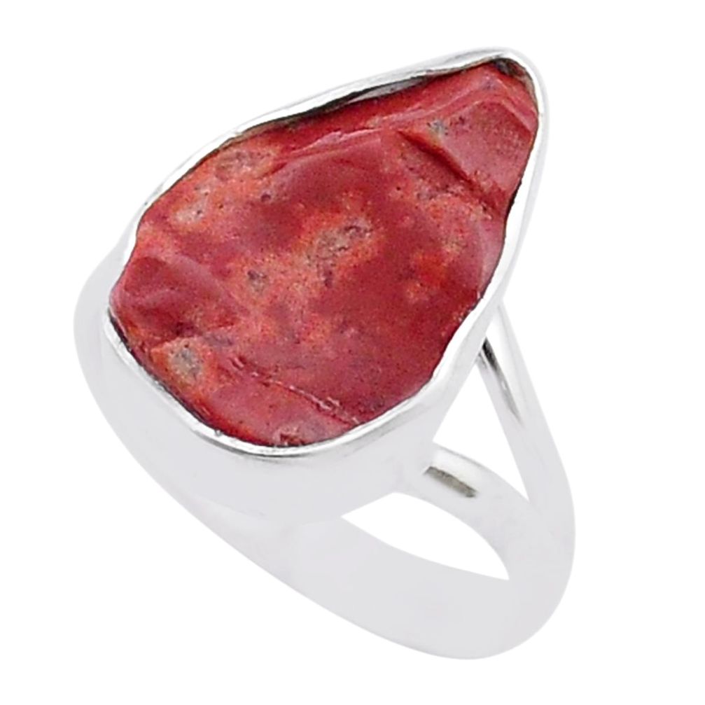 6.54cts root chakra healing natural jasper red 925 silver ring size 6.5 u46750