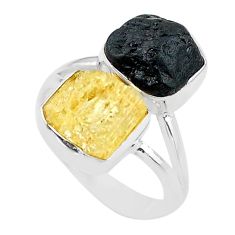 11.64cts scapolite tourmaline raw 925 sterling silver ring size 8 t20985