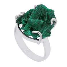 Silver 16.94cts solitaire green malachite (pilot's stone) ring size 7.5 n47579