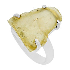 Silver 8.21cts solitaire libyan desert glass (gold tektite) ring size 7.5 n26163
