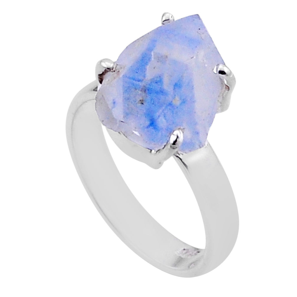 Silver 5.56cts solitaire natural blue dumortierite ring jewelry size 6 n47568