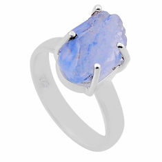 Silver 6.01cts solitaire natural blue dumortierite ring jewelry size 7 n47563