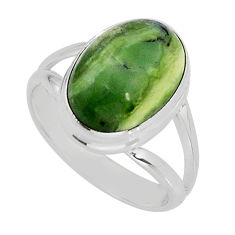 Silver 6.06cts solitaire natural green swiss imperial opal ring size 8 y77611