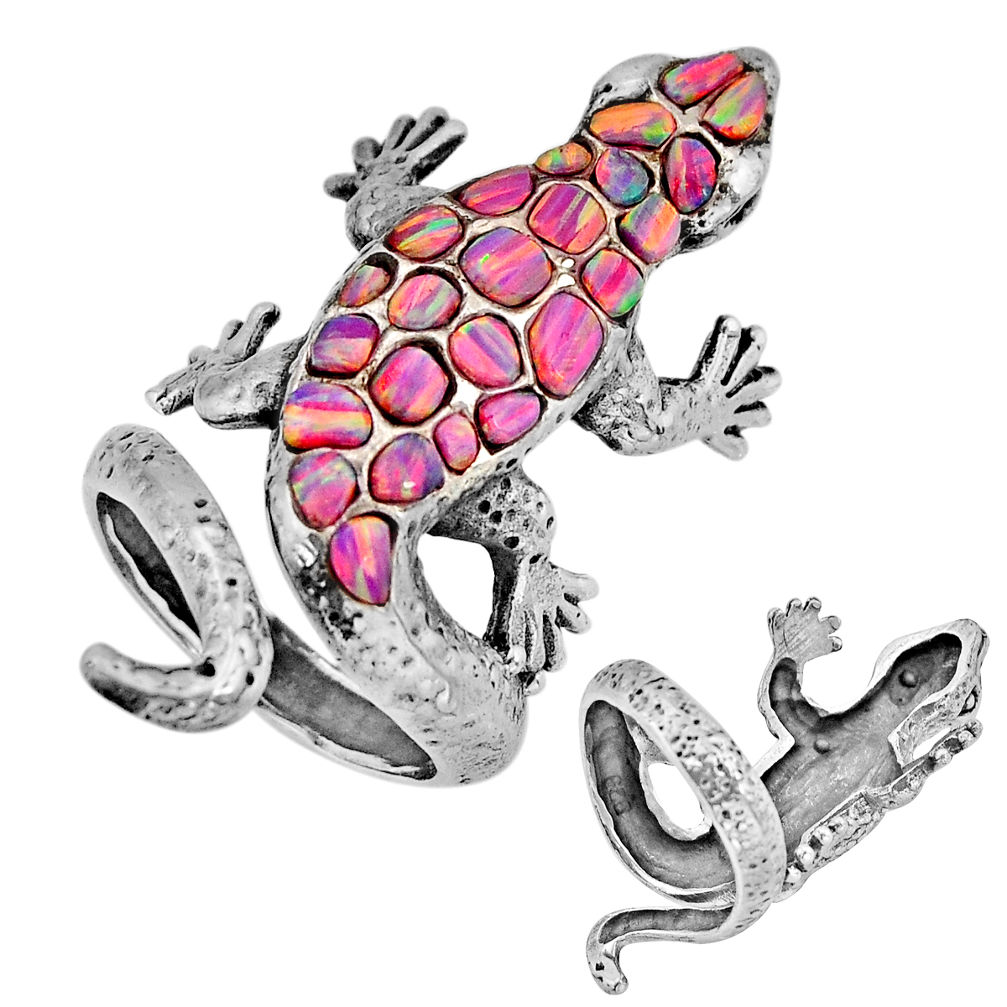 Silver 4.42cts southwestern australian opal lizard ring jewelry size 9 c32616