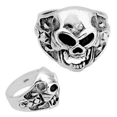 12.03gms skull indonesian bali style solid fancy 925 silver ring size 9.5 c33809