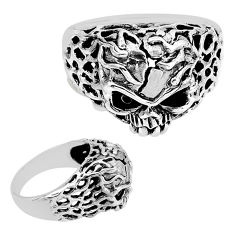 12.81gms skull indonesian bali style solid fancy silver ring size 10.5 c33817