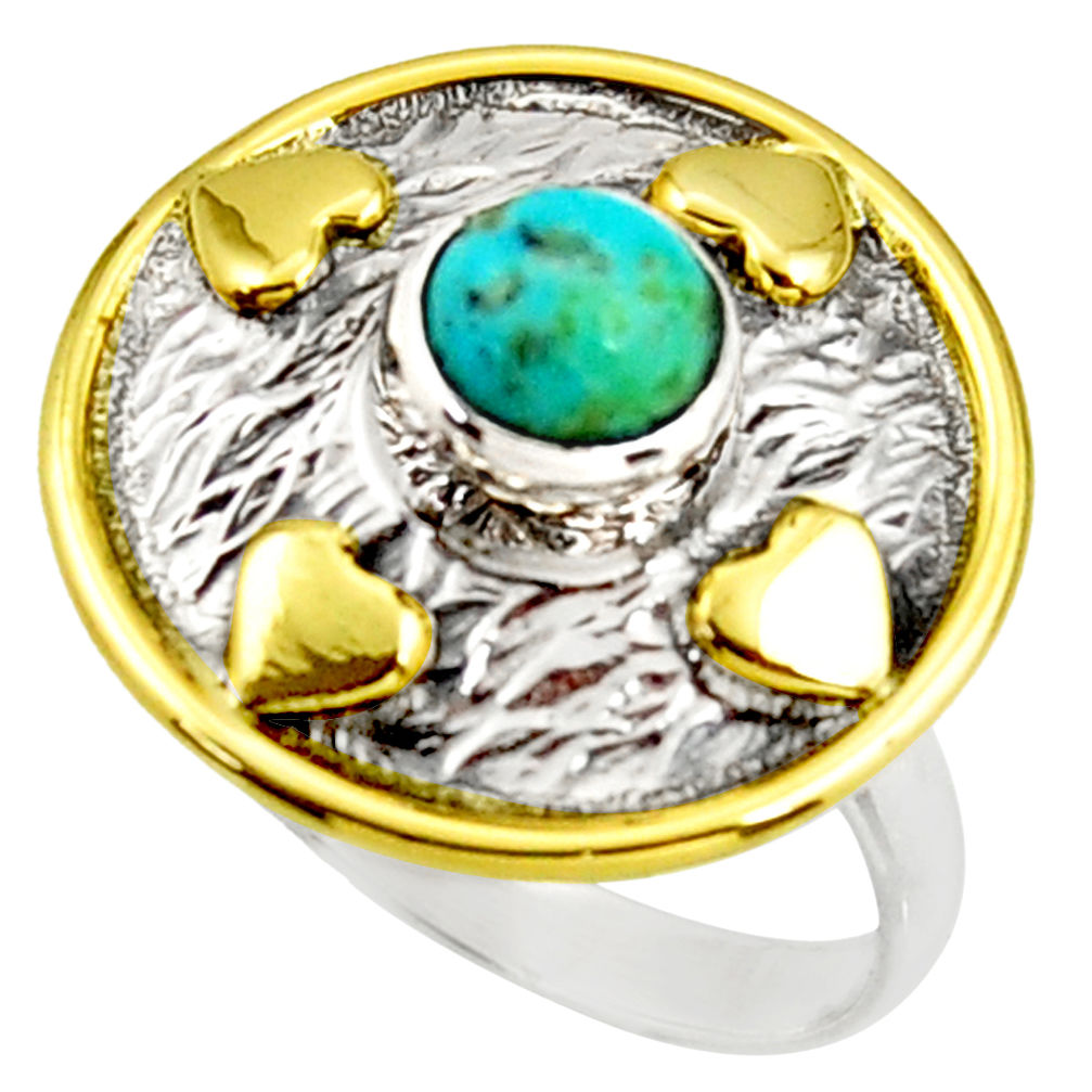 1.26cts sleeping beauty turquoise 925 silver gold solitaire ring size 9 r37289