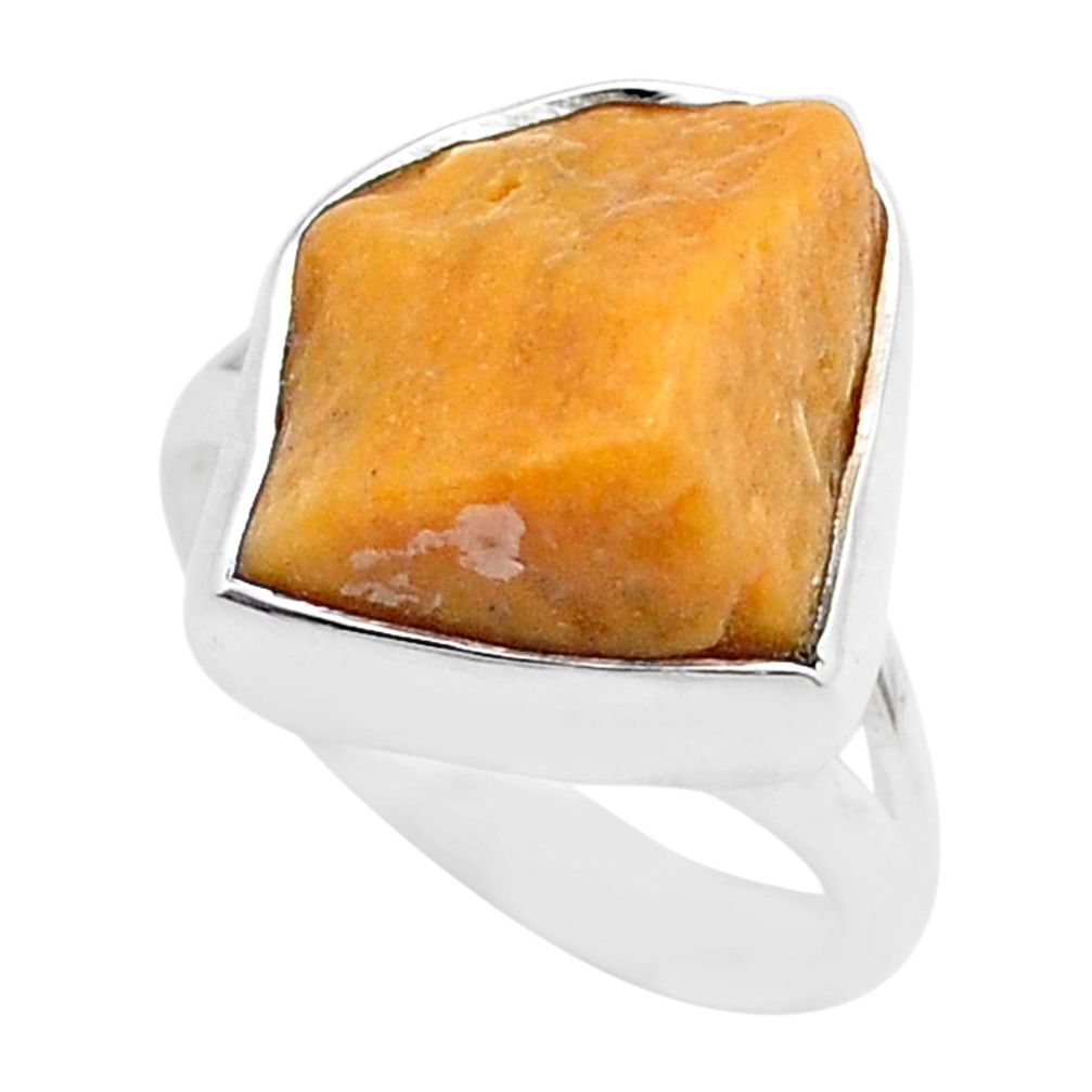 7.27cts solar plexus chakra natural aventurine 925 silver ring size 8 u46643