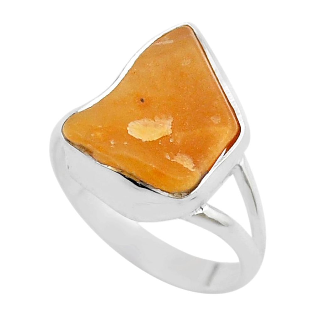 5.97cts solar plexus chakra natural aventurine 925 silver ring size 8 u46657