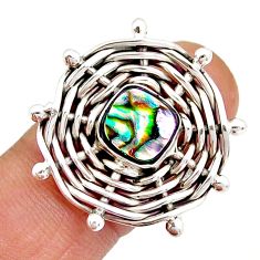 2.35cts solitaire abalone paua seashell 925 silver spider ring size 8.5 y4090