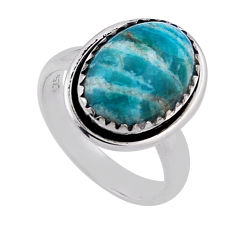 6.58cts solitaire amazonite (hope stone) silver adjustable ring size 6.5 n46570