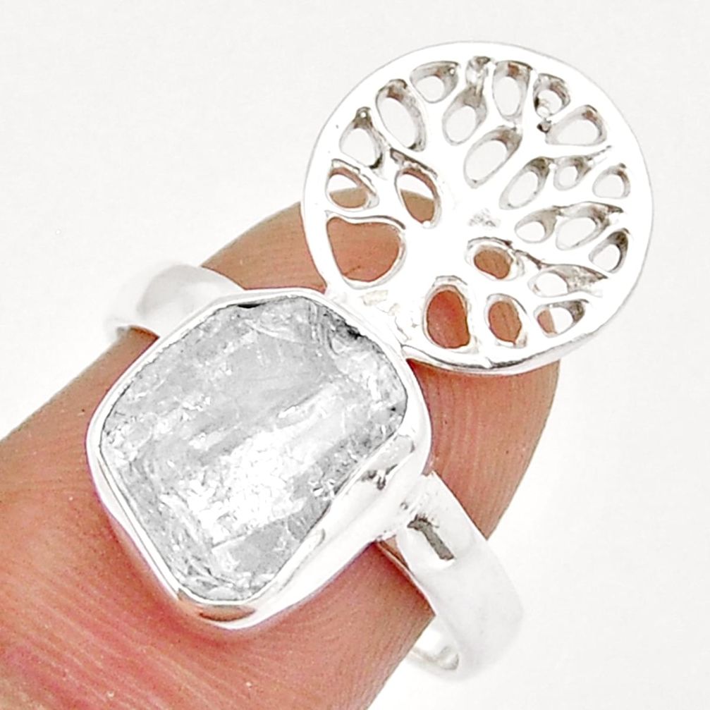 4.69cts solitaire herkimer diamond silver tree of life ring size 8 y4204