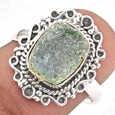 4.18cts solitaire aqua druzy 925 sterling silver ring jewelry size 8.5 t91932