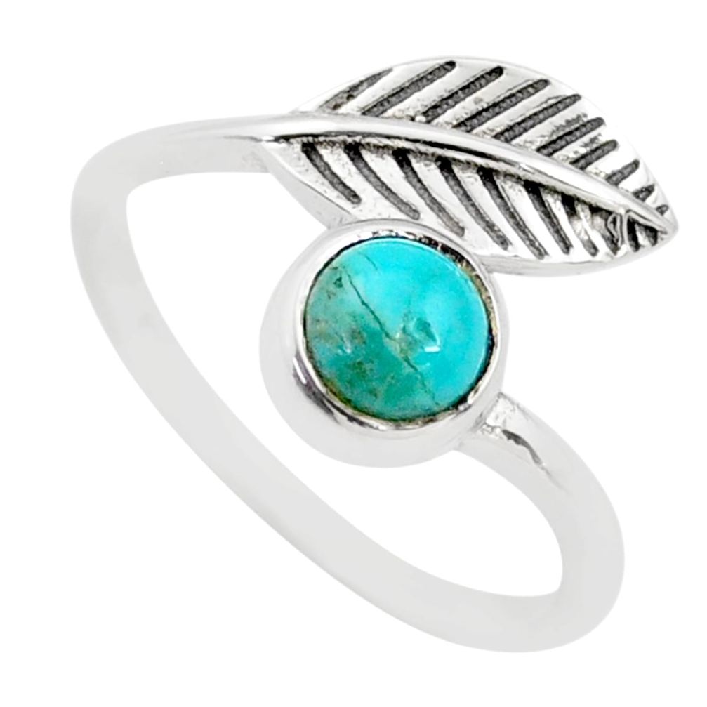 Solitaire arizona mohave turquoise 925 silver deltoid leaf ring size 9 t78201