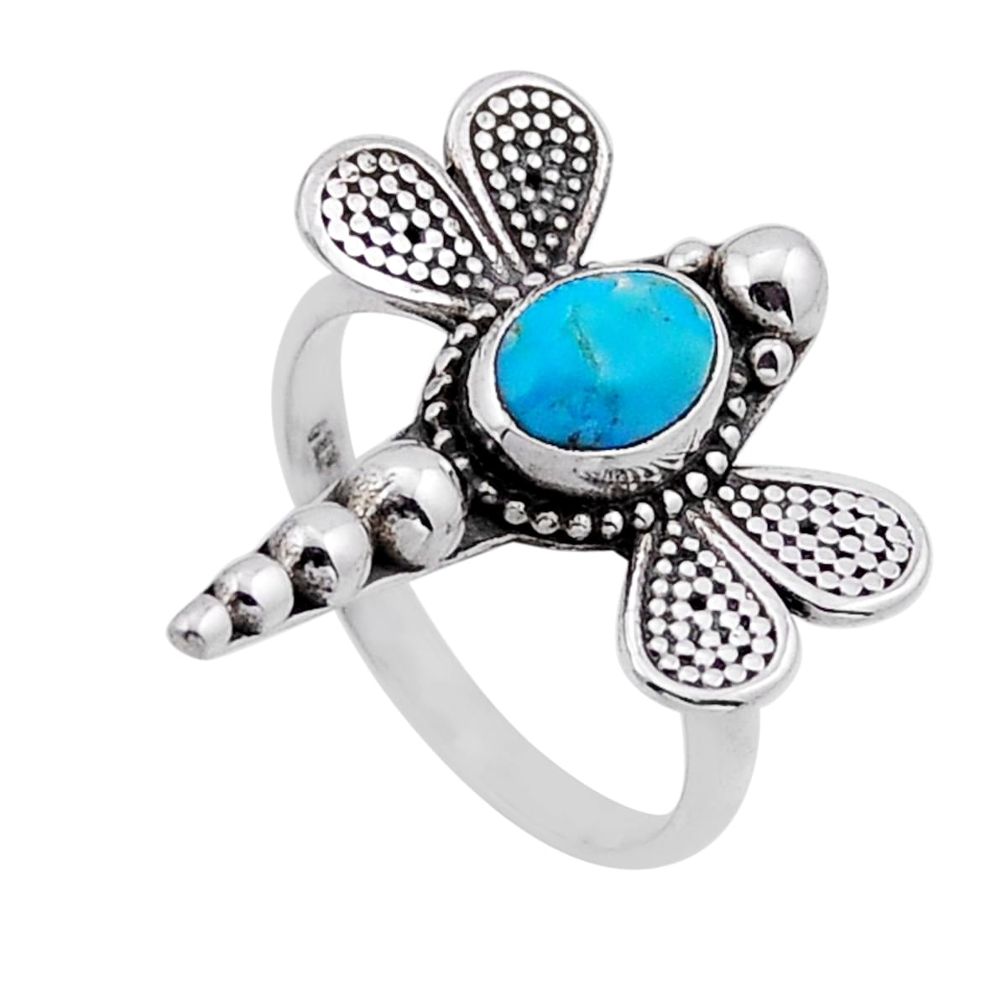 Solitaire arizona mohave turquoise 925 silver dragonfly ring size 6.5 n50908
