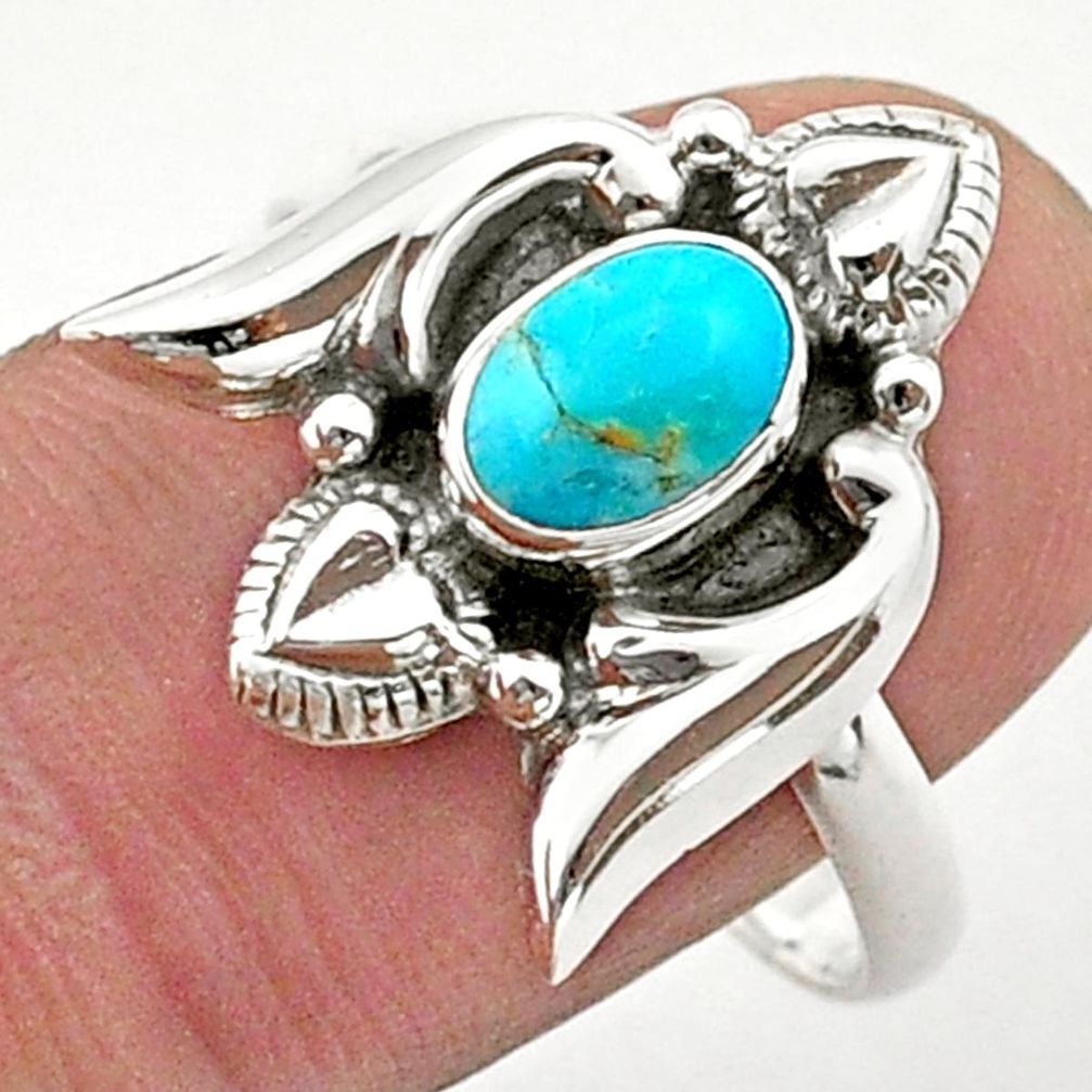 1.57cts solitaire arizona mohave turquoise 925 silver heart ring size 9 t40731