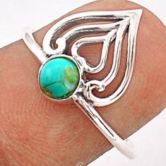 0.38cts solitaire arizona mohave turquoise 925 silver heart ring size 7.5 t84007