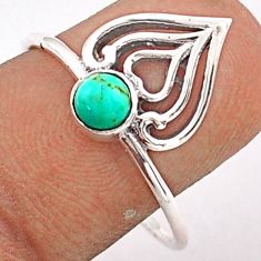 0.37cts solitaire arizona mohave turquoise 925 silver heart ring size 8.5 t84009