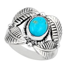 2.99cts solitaire arizona mohave turquoise 925 silver leaf ring size 7.5 y45833