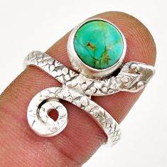 3.00cts solitaire arizona mohave turquoise 925 silver snake ring size 6.5 y26127