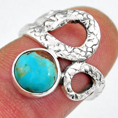 2.90cts solitaire arizona mohave turquoise 925 silver snake ring size 5.5 y26157