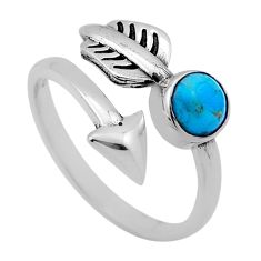 Solitaire arizona mohave turquoise arrow silver adjustable ring size 8 n45754