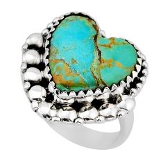 10.12cts solitaire arizona mohave turquoise heart silver ring size 7.5 y79161