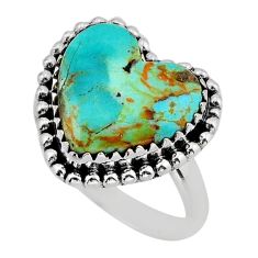 11.17cts solitaire arizona mohave turquoise heart silver ring size 8.5 y79193