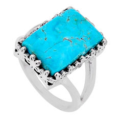 6.71cts solitaire arizona mohave turquoise octagan 925 silver ring size 7 n54265