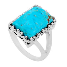 7.24cts solitaire arizona mohave turquoise octagan 925 silver ring size 8 n54268