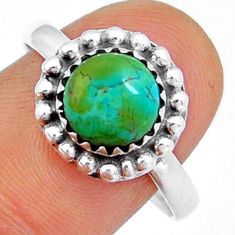 2.82cts solitaire arizona mohave turquoise round 925 silver ring size 9.5 y4885
