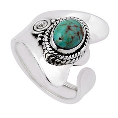 2.13cts solitaire arizona mohave turquoise silver adjustable ring size 6 n35486