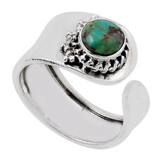 1.02cts solitaire arizona mohave turquoise silver adjustable ring size 7 n35488
